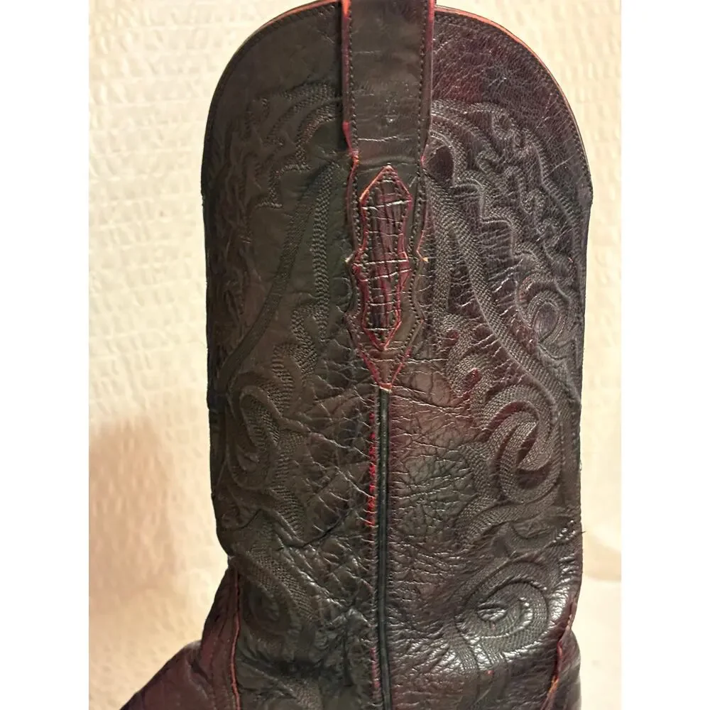 Luchesse 2000 VTG T3132RF Ostrich Black Cherry Western Cowboy Boots Men’s 8.5EE
